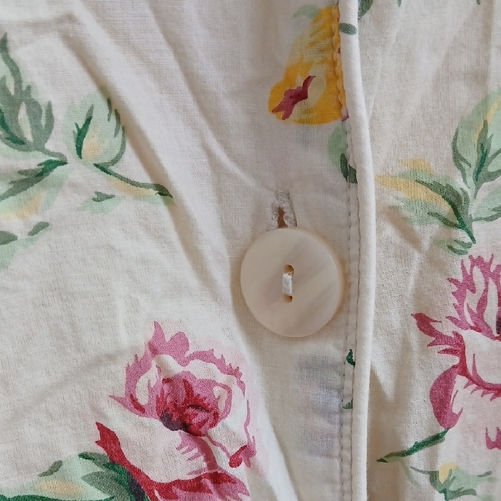 Vintage Gold Label Victoria's Secret Floral Cotton Button Front Sleep Top XL - Picture 4 of 12